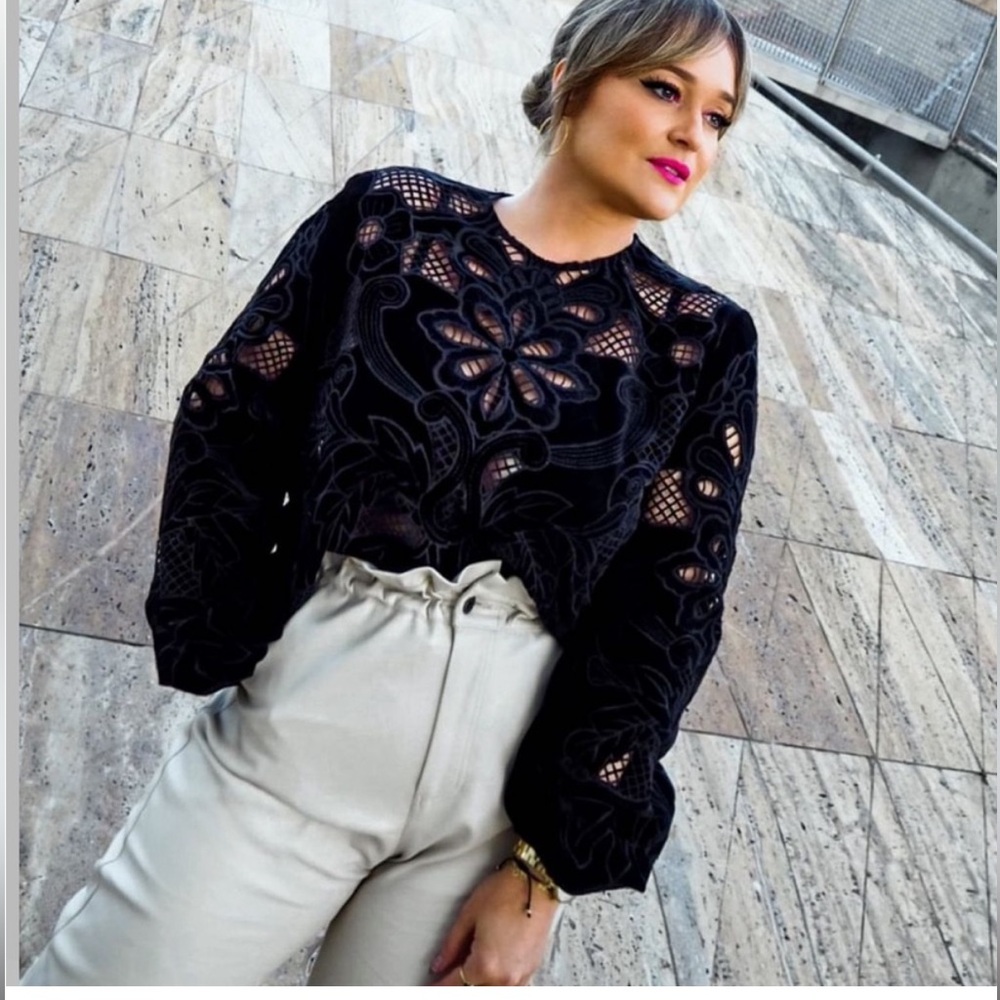 Zara Elegant Black Lace Blouse